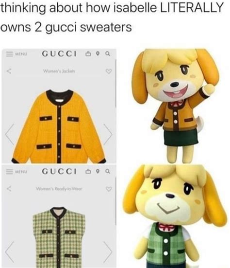 animal crossing gucci dress|Thinking about how isabelle LITERALLY owns 2 gucci sweaters.